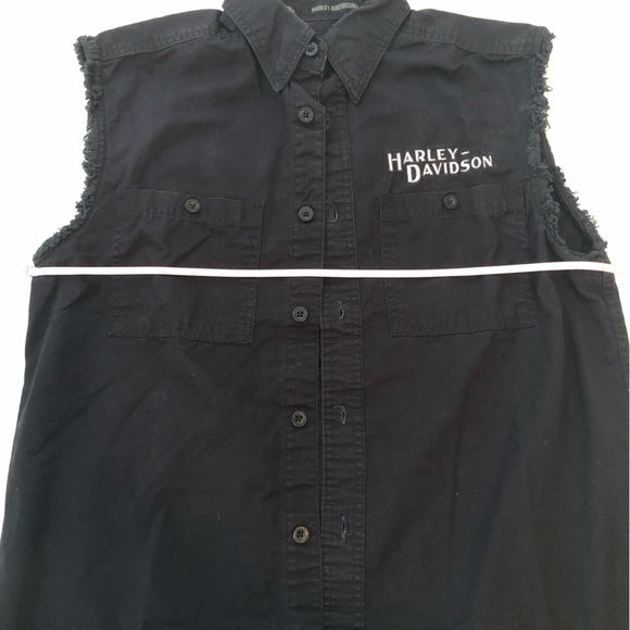 HARLEY DAVIDSON BLACK DENIM RAW EDGE - GUC - Picture 8 of 10